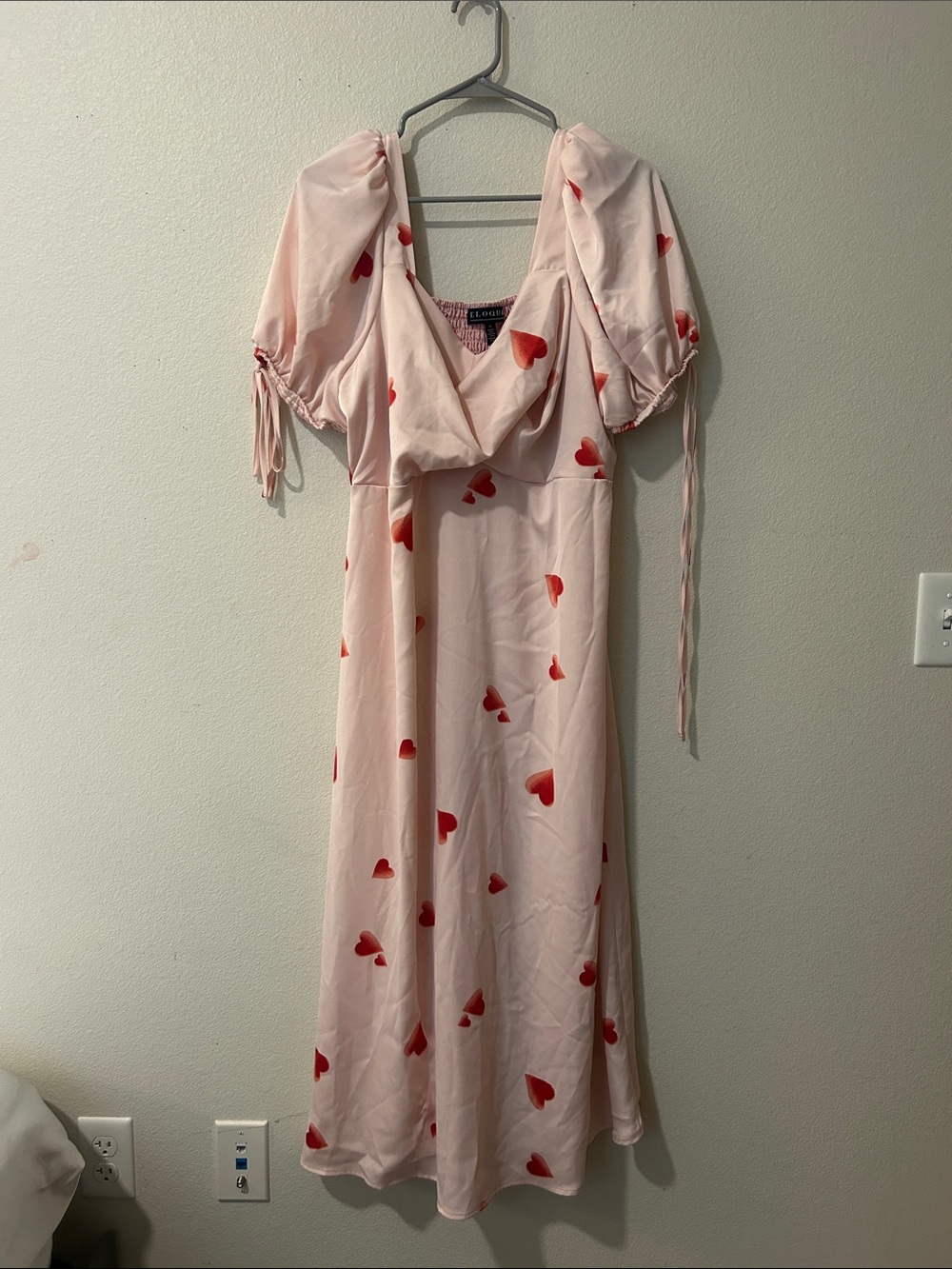 Eloquii Pink Midi Dress with Red Heart Print